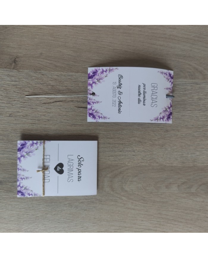 Pañuelo y Porta Bengalas "Solo para lágrimas de felicidad" (50 uds)