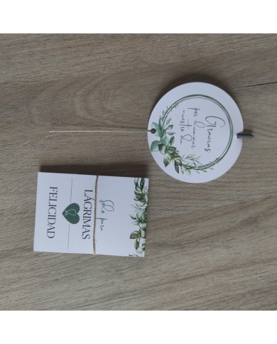 Pañuelo y Porta Bengalas "Solo para lágrimas de felicidad" (50 uds)