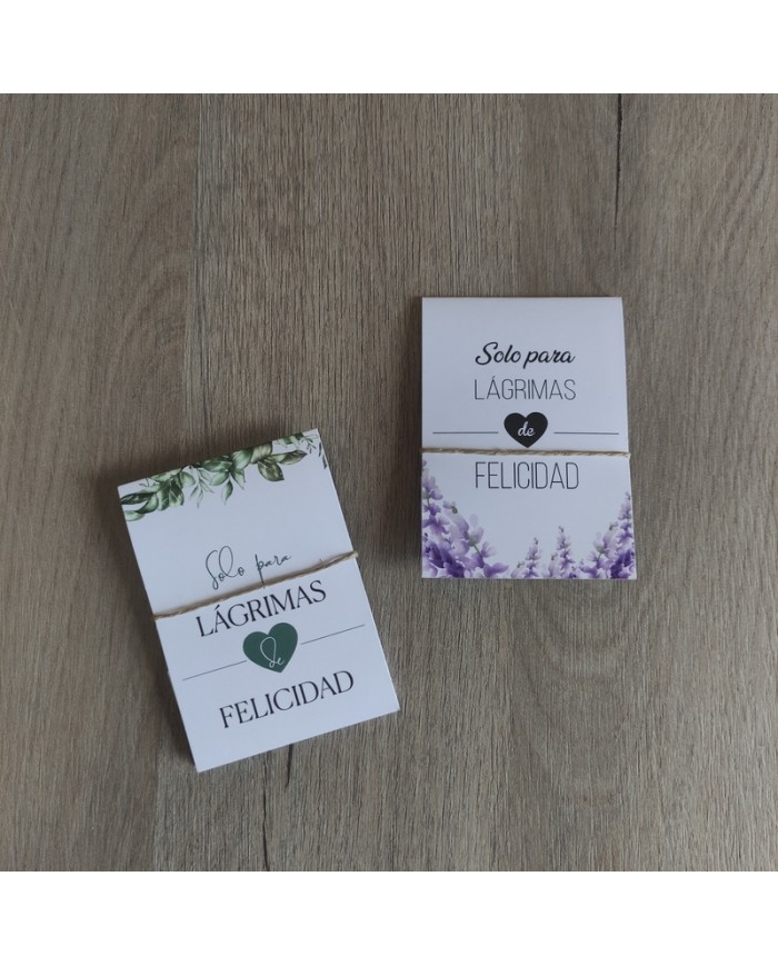 Pañuelo y Porta Bengalas "Solo para lágrimas de felicidad" (50 uds)