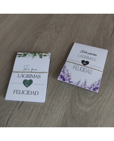 Pañuelo y Porta Bengalas "Solo para lágrimas de felicidad" (50 uds)