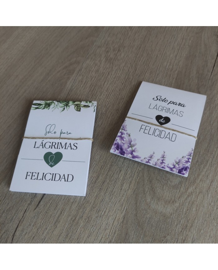 Pañuelo y Porta Bengalas "Solo para lágrimas de felicidad" (50 uds)