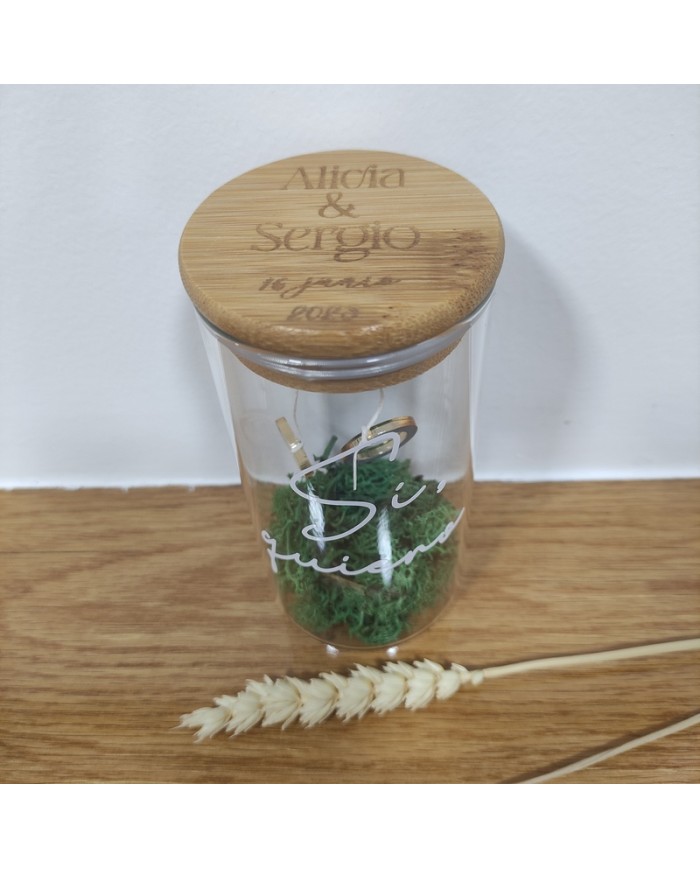 Porta Alianzas Bote con Tapa Grabada