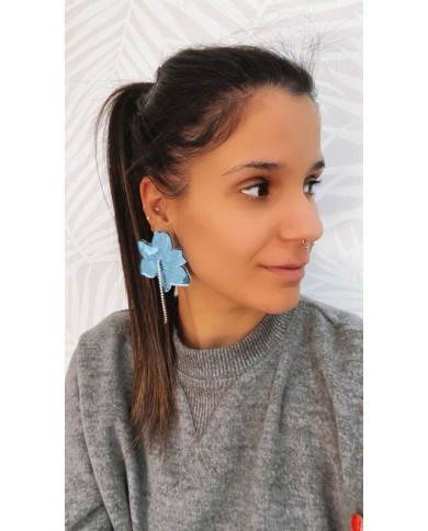 Pendientes Flor con Cadena
