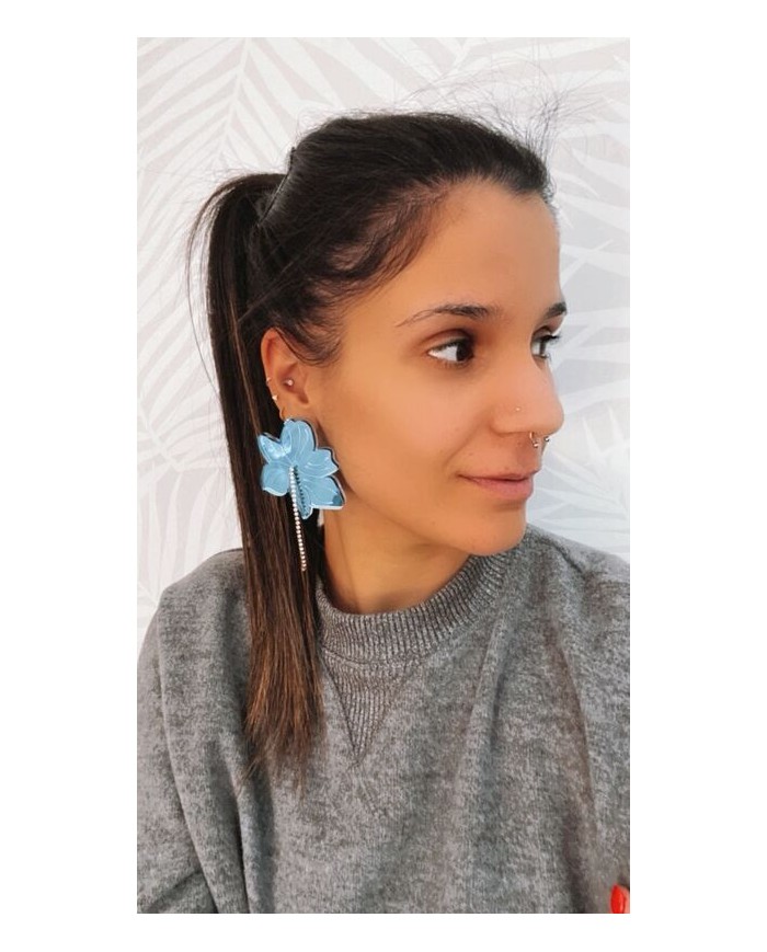 Pendientes Flor con Cadena