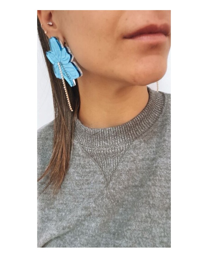 Pendientes Flor con Cadena