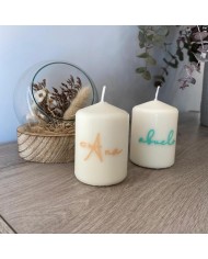 Vela Pequeña con Nombre o Palabra en Vinilo sin Aroma