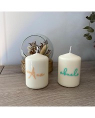 Vela Pequeña con Nombre o Palabra en Vinilo sin Aroma
