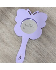 Espejo de Mano en forma de Mariposa con Nombre Grabado e Inicial Calada