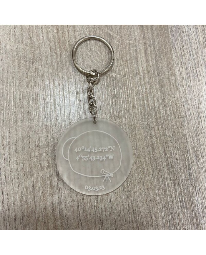 Llavero con Coordenadas Geográficas con Telescopio