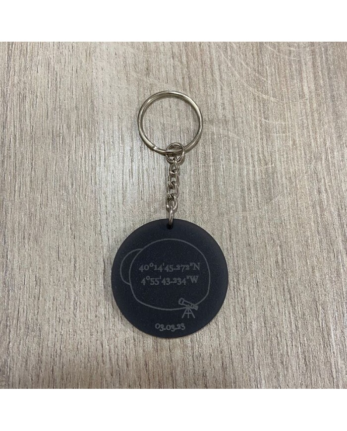 Llavero con Coordenadas Geográficas con Telescopio