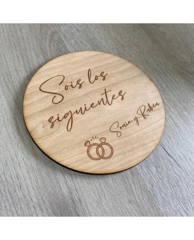 Placa de Madera Grabada Sois Los Siguientes Placa de Madera Grabada Sois Los Siguientes