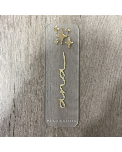 Marcapáginas con Estrellas en Metacrilato y Nombre en Vinilo Marcapáginas con Estrellas en Metacrilato y Nombre en Vinilo