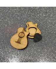 Guitarra Porta Púas con Púa de Metacrilato