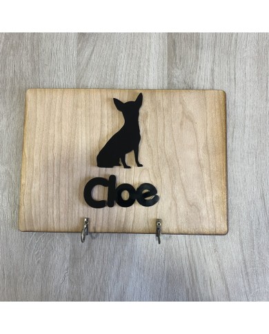 Cuelga Correas con Silueta de Perro y Nombre