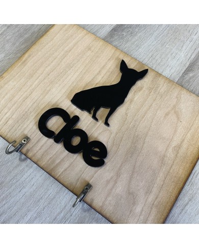 Cuelga Correas con Silueta de Perro y Nombre