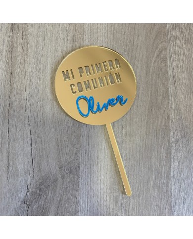 Topper Mi Primera Comunión con Nombre en Metacrilato Topper Mi Primera Comunión con Nombre en Metacrilato
