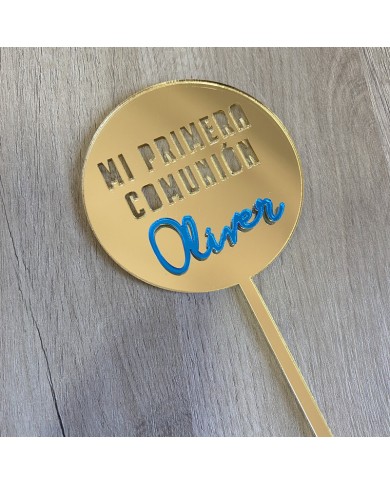 Topper Mi Primera Comunión con Nombre en Metacrilato