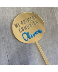 Topper Mi Primera Comunión con Nombre en Metacrilato