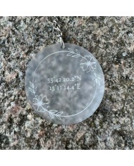 Llavero con Coordenadas y Flores