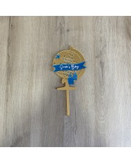 Topper Bola del Mundo con Nombre en Vinilo