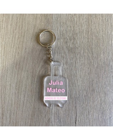 Llavero Maleta con Nombre y Número de Teléfono en Vinilo para Niños