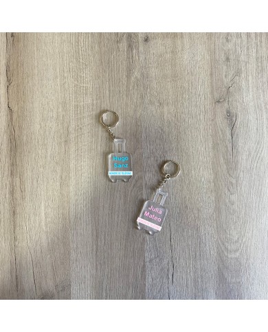 Llavero Maleta con Nombre y Número de Teléfono en Vinilo para Niños