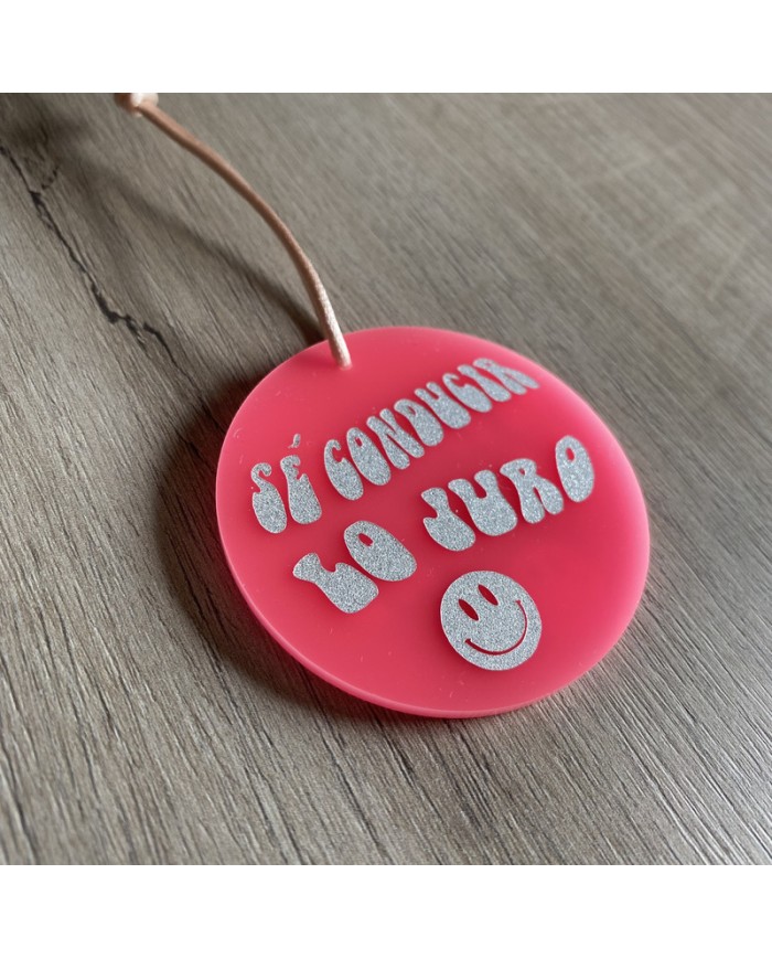 Colgador para Retrovisor del Coche "Sé Conducir Lo Juro" y Cara Sonriente