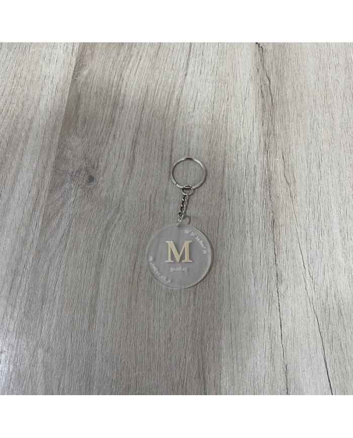 Pack 2 Llaveros Coordenadas con Inicial en Vinilo