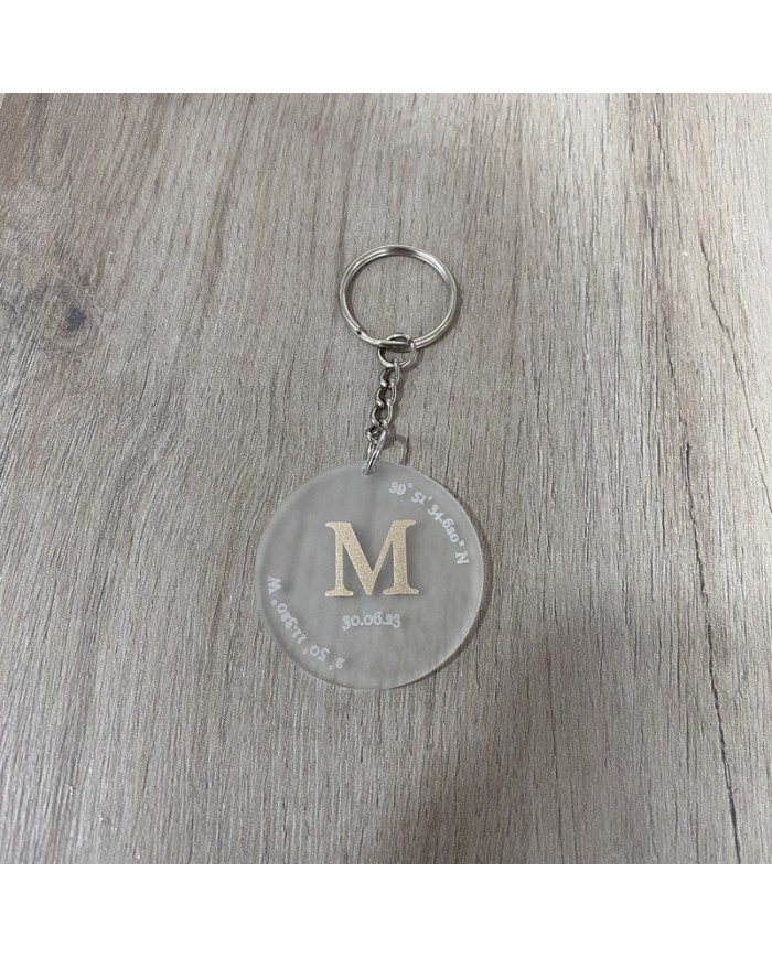 Pack 2 Llaveros Coordenadas con Inicial en Vinilo