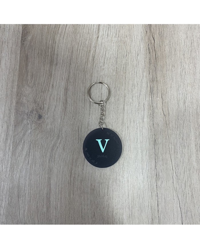 Llavero Coordenadas con Inicial en Vinilo