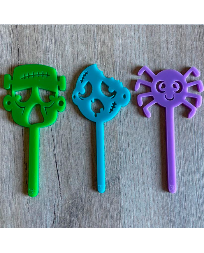 3 Mini Toppers de Frankestein+Zombie+Araña