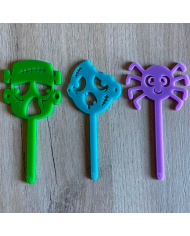 3 Mini Toppers de Frankestein+Zombie+Araña