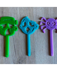 3 Mini Toppers de Frankestein+Zombie+Araña