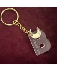 Llavero Inicial con Nombre y Colgante de Luna