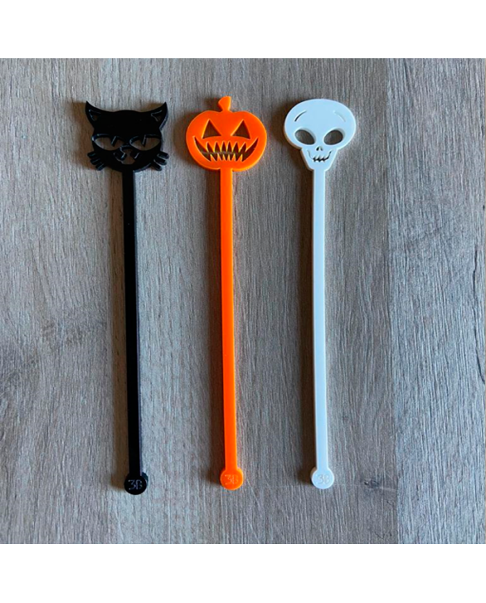 3 Agitadores De Gato+Calabaza+Calavera