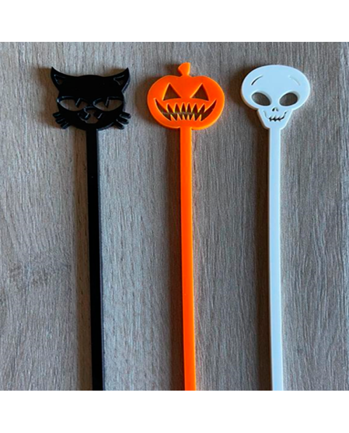 3 Agitadores De Gato+Calabaza+Calavera