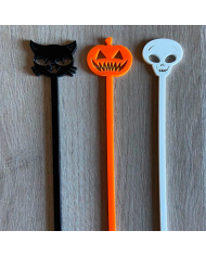 3 Agitadores De Gato+Calabaza+Calavera