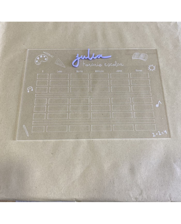 Horario Escolar con Nombre en Metacrilato