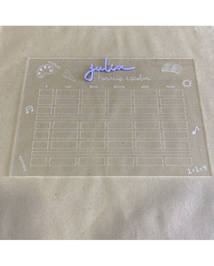 Horario Escolar con Nombre en Metacrilato