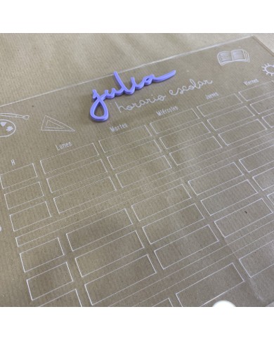 Horario Escolar con Nombre en Metacrilato