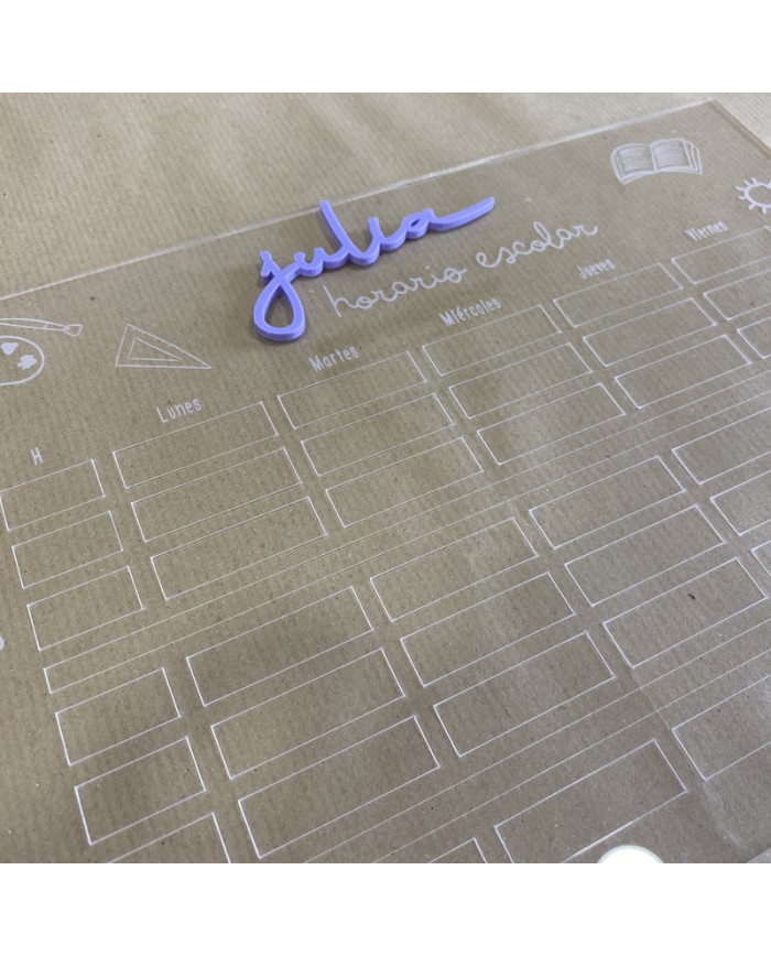 Horario Escolar con Nombre en Metacrilato