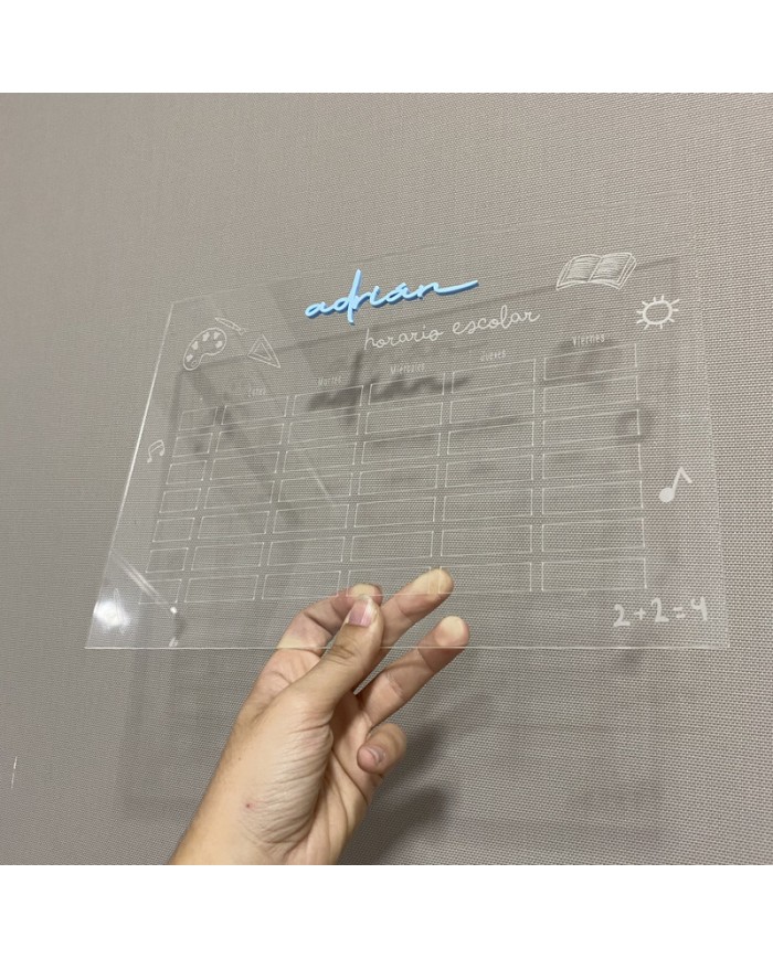 Horario Escolar con Nombre en Metacrilato