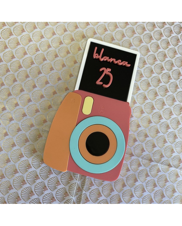 Topper Cámara de Fotos Polaroid con Nombre y Edad