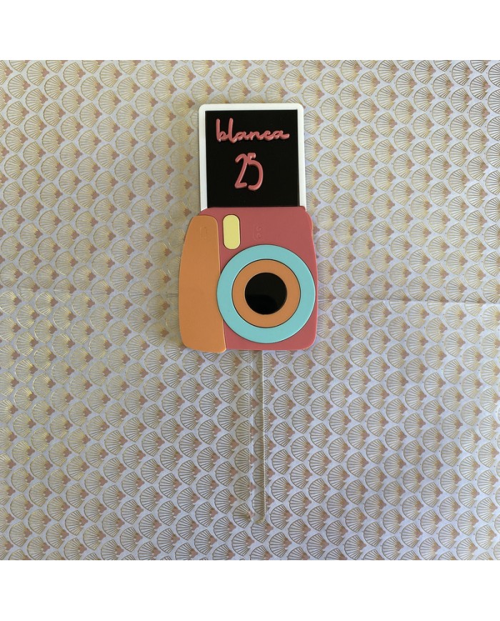 Topper Cámara de Fotos Polaroid con Nombre y Edad