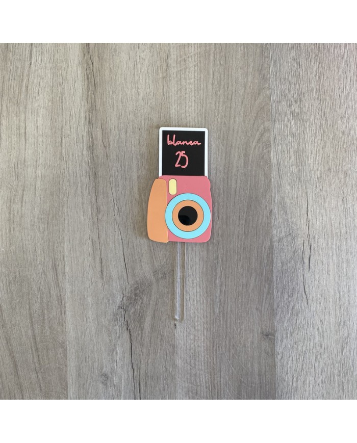 Topper Cámara de Fotos Polaroid con Nombre y Edad