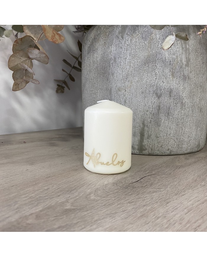 Vela Pequeña con Nombre o Palabra en Vinilo sin Aroma