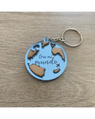 Llavero "Eres mi mundo" con Fecha y Dos Nombres por Detrás