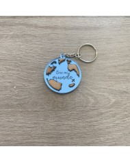 Llavero "Eres mi mundo" con Fecha y Dos Nombres por Detrás