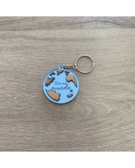 Llavero "Eres mi mundo" con Fecha y Dos Nombres por Detrás