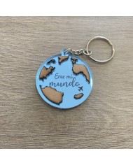 Llavero "Eres mi mundo" con Fecha y Dos Nombres por Detrás